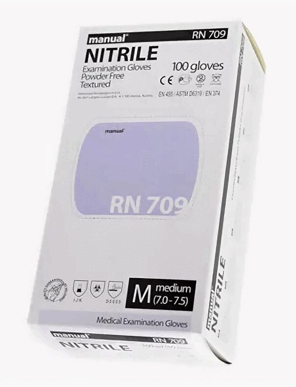 

Перчатки Manual RN-709 нитриловые неопудр. р-р (S) 2 шт