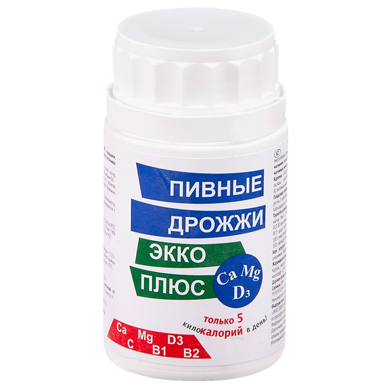 

Экко Плюс Дрожжи пивные с магнием, кальцием и витамином Д таблетки 100 шт