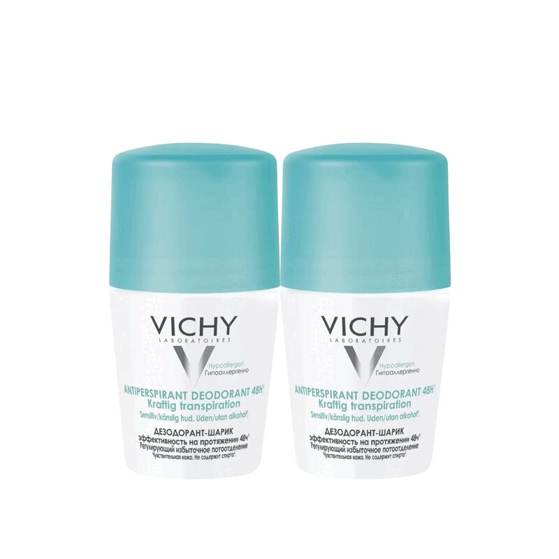 Vichy Дезодорант-шарик регулирующий 50 мл 2 шт скидка 50% на второй продукт дезодорант vichy 48 часов регулирующий избыточное потоотделение 50 мл