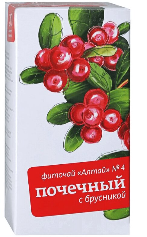 

Фиточай Алтай № 4 Почечный Брусника фильтр-пакеты 20 шт