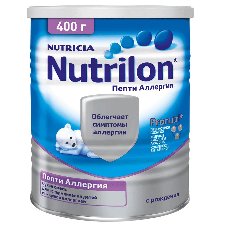 Детское питание Нутрилон Пепти Аллергия смесь сух.с пребиотиками 400 г ресурс оптимум полноценная смесь сухая для энтерального питания сбалансированная 400г