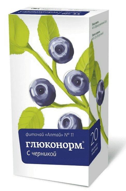 Изображение товара Фиточай Алтай No11 Глюконорм Черника - 20 пакетов