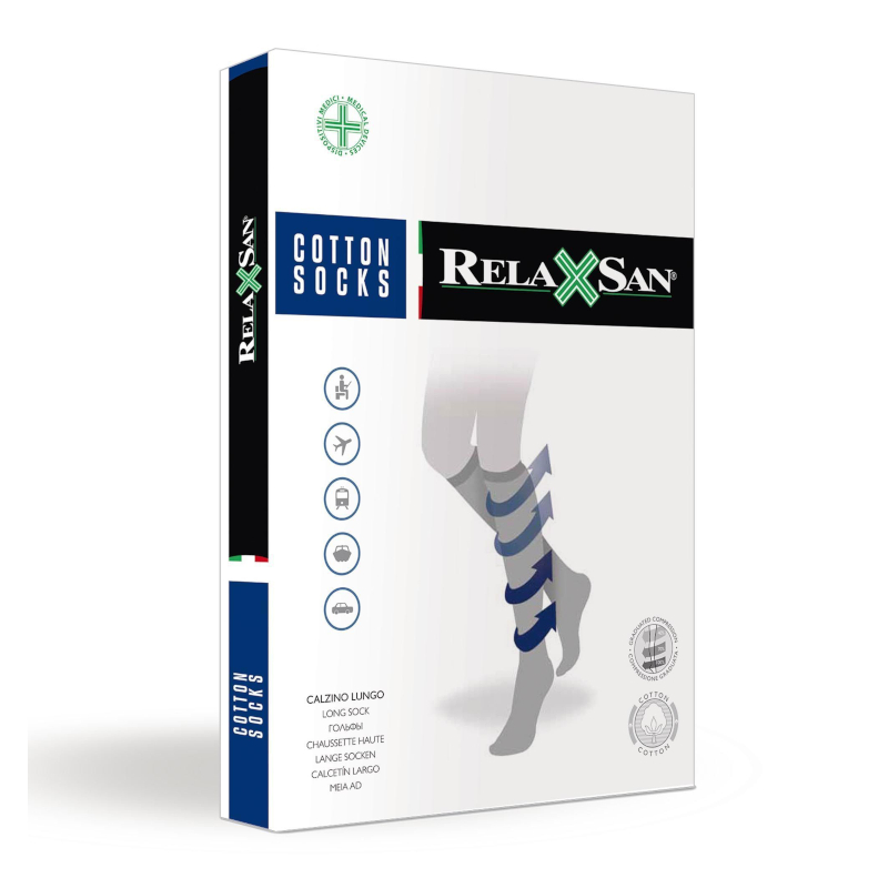 Изображение товара Компрессионные гольфы Relaxsan Cotton Socks 1 класс, 140 den, черные, мужские