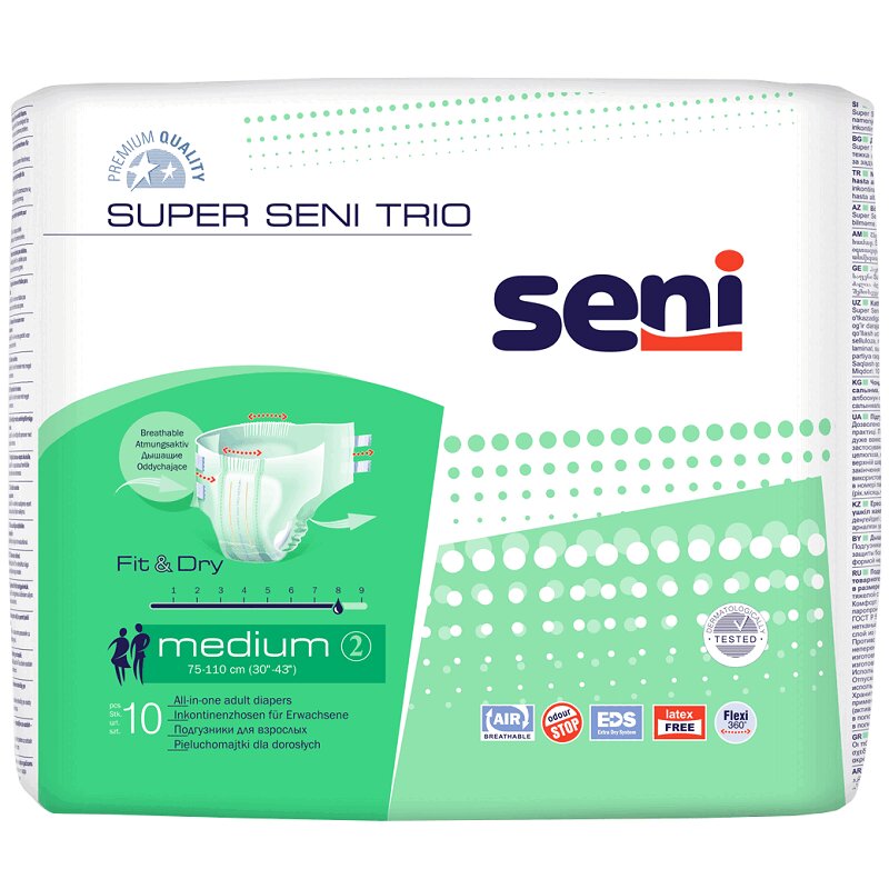 Подгузники Seni Super Trio Medium 10 шт тампоны ola super шелковистая поверхность 16 шт