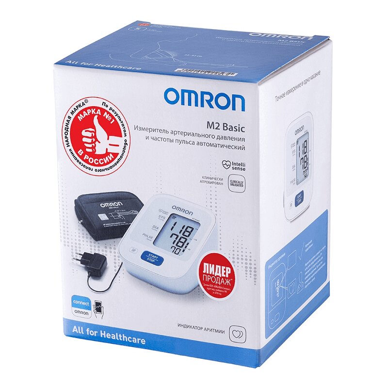 

Omron Тонометр автоматический M2 Basic с адаптером и манжетой 22-42 см