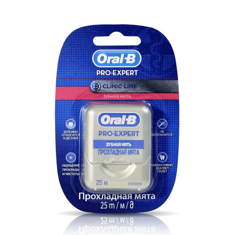 Oral-B Про Эксперт Клиник Нить зубная Мята 25 м pasta del capitano нить зубная dental floss 50 м