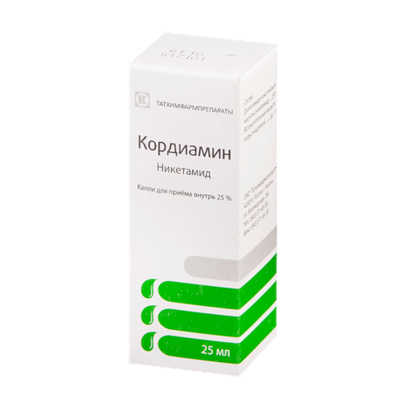 Изображение товара Кордиамин 25% капли для приема внутрь 25 мл - стимулятор ЦНС и сосудодвигательных центров