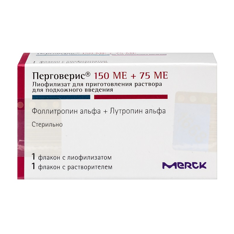 Изображение товара Перговерис 150 МЕ+75 МЕ лиофилизат для инъекций 3 мл для стимуляции овуляции