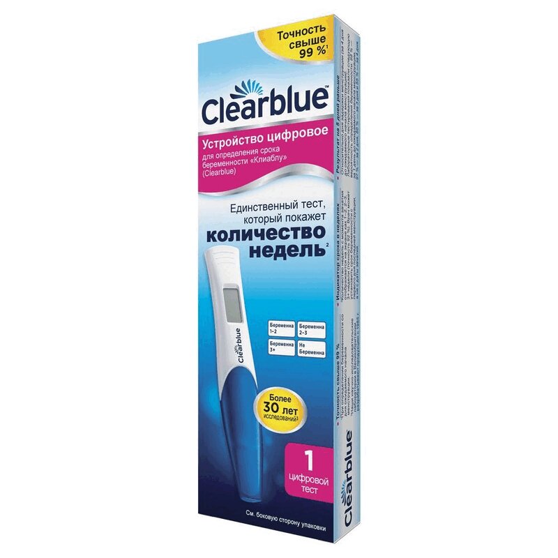 Clearblue Тест на беременность цифровой с индикатором срока 1 шт тест на беременность клиаблу плюс