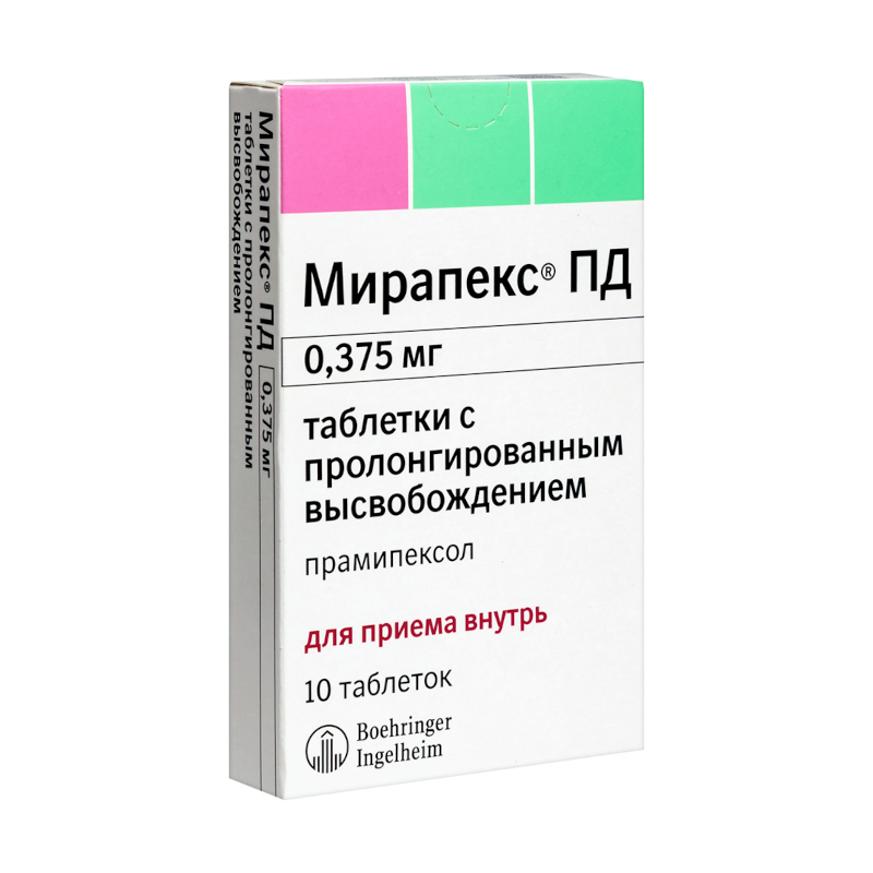 Изображение товара Мирапекс ПД 0,375 мг таблетки с пролонгированным высвобождением 10 шт