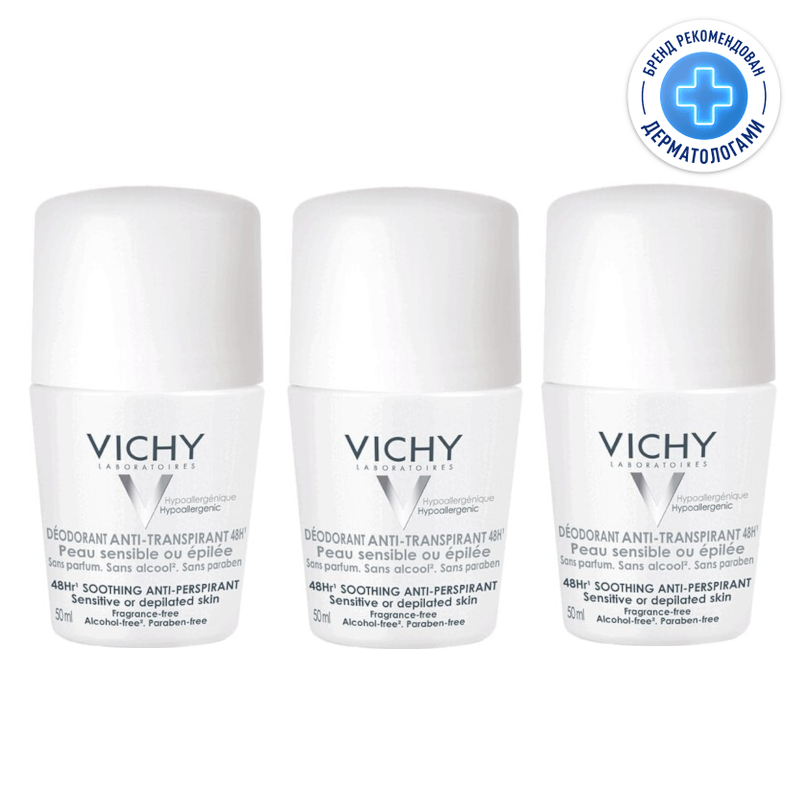 Изображение товара Набор 3 шт Vichy дезодорант-антиперспирант для чувствительной кожи 48 ч