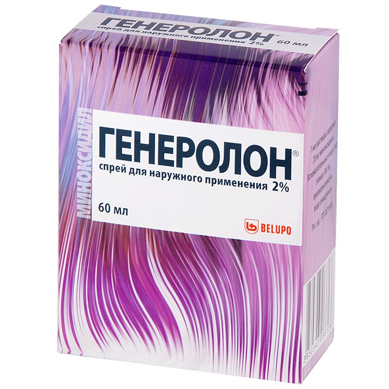 Изображение товара Генеролон 2% спрей для волос 60 мл против алопеции стимулятор роста волос