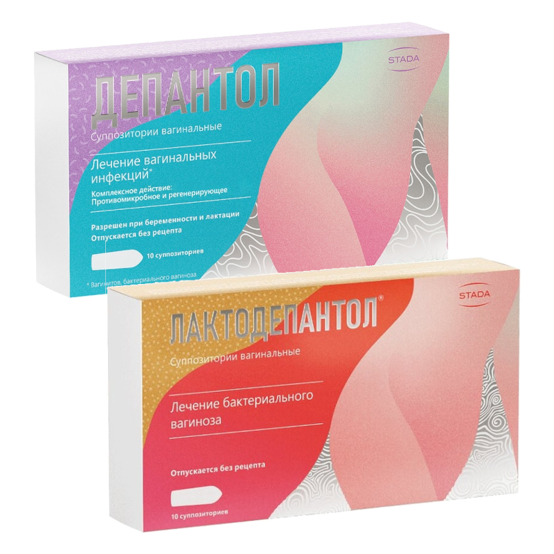 Изображение товара Набор Депантол 100 мг+16 мг суппозитории 10 шт + Лактодепантол 100 мг суппозитории 10 шт