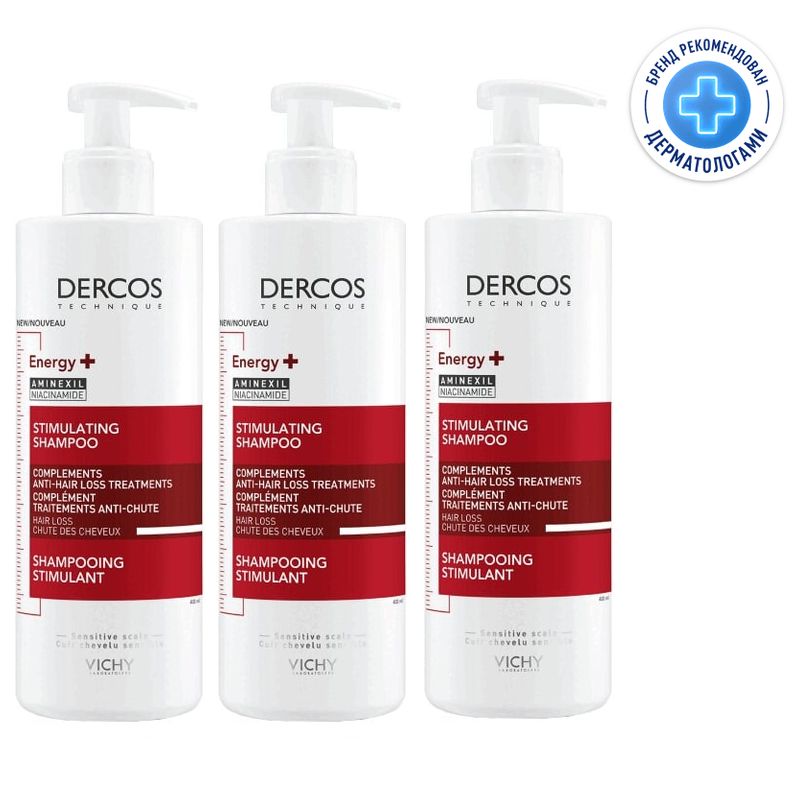Изображение товара Vichy Dercos Energy+ Шампунь против выпадения и истончения волос 400 мл (набор 3 шт.)