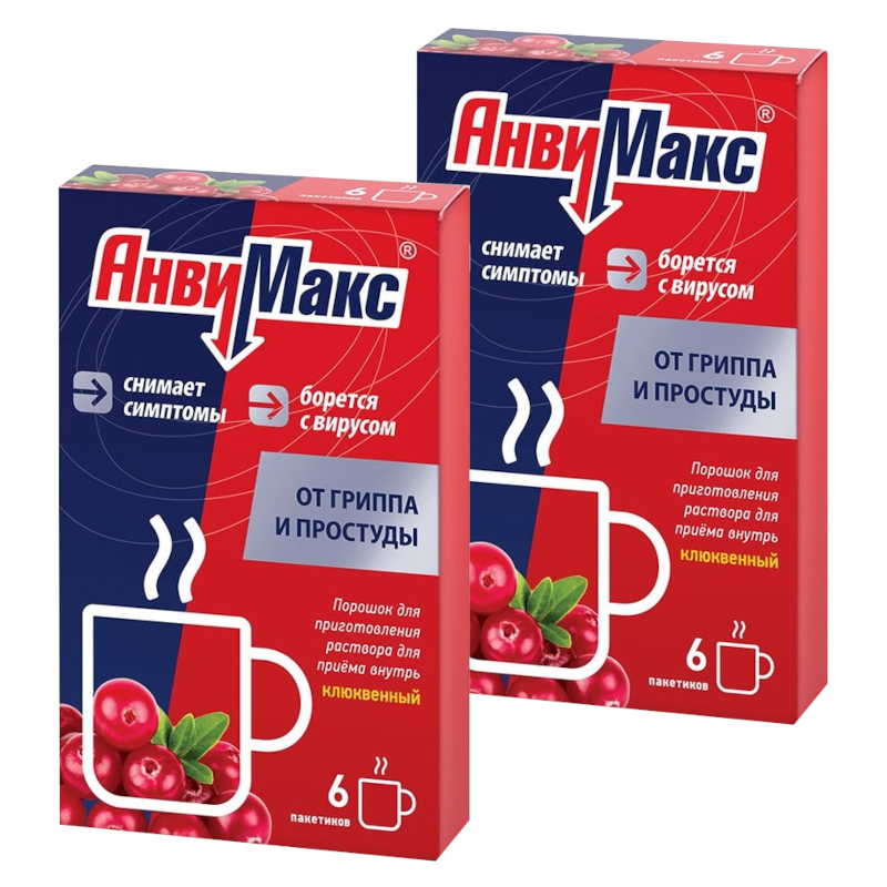 Изображение товара Набор 2Х АнвиМакс порошок для приготовления раствора Клюква 6 шт