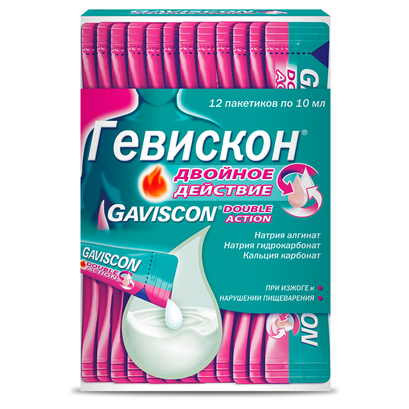 

Гевискон Двойное Действие суспензия Мята 10 мл 12 шт