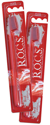 Зубная щетка R.O.C.S. Ред Эдишн классическая средняя colgate зубная щетка 360 древесный уголь средняя