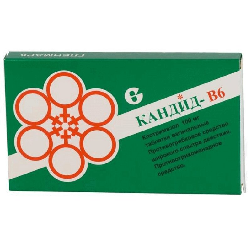 Кандид-В6 таблетки вагинальные 100 мг 6 шт кандид раствор 1% фл 20 мл