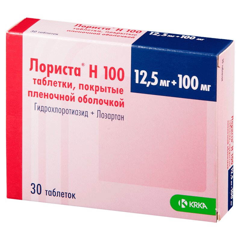 Изображение товара Лориста Н 100/12,5 мг — комбинированное средство для снижения давления, 30 таблеток