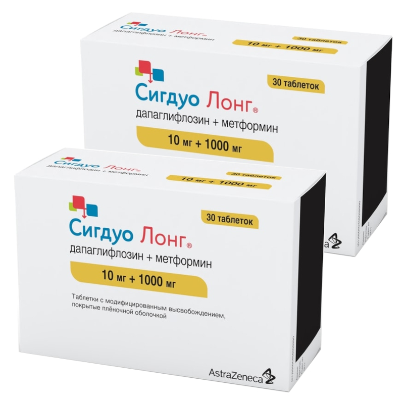 Изображение товара Набор 2Х Сигдуо Лонг 10 мг + 1000 мг таблетки 30 шт