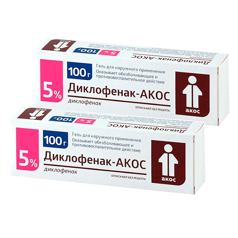 Изображение товара Набор 2Х Диклофенак-АКОС 5% гель для наружного применения 100 г