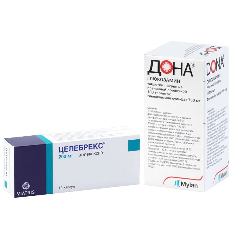 Изображение товара Набор Целебрекс 200 мг капсулы и Дона 750 мг таблетки