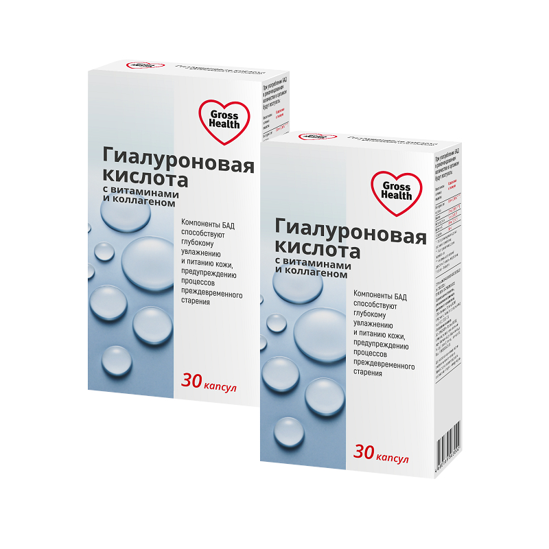 Изображение товара Набор 2Х Gross Health Гиалуроновая кислота 100 мг капсулы 30 шт — укрепление суставов и кожи