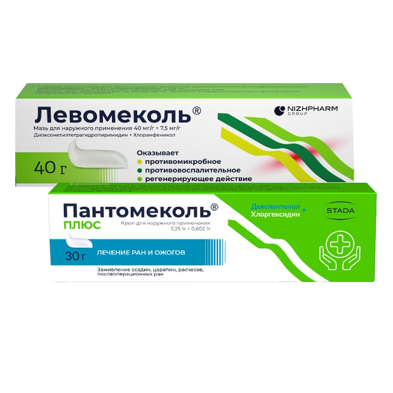Изображение товара Набор Левомеколь и Пантомеколь Плюс - мазь и крем для лечения