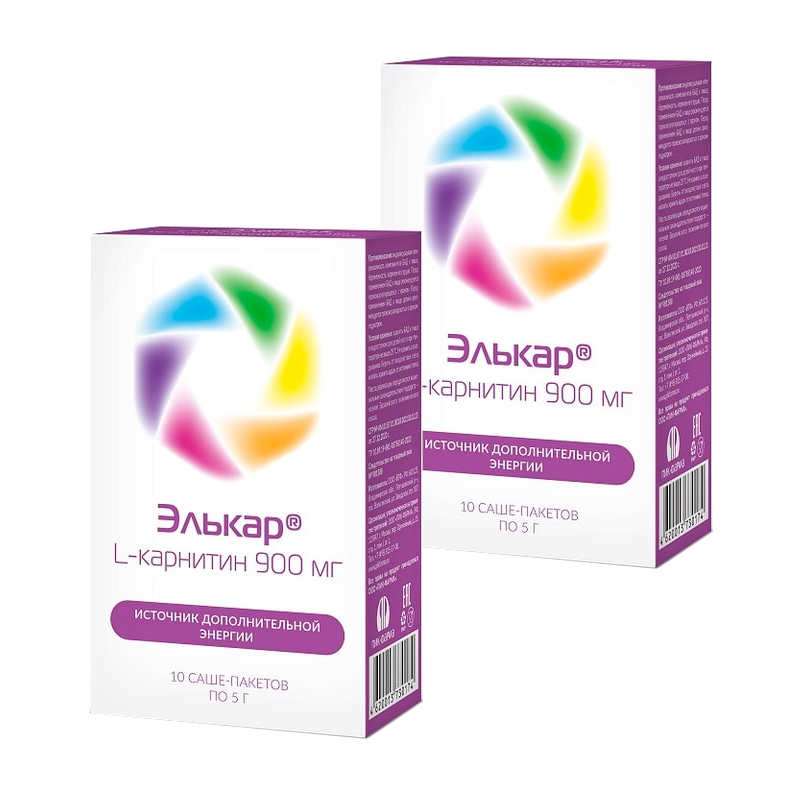 Изображение товара Набор 2Х Элькар 900 мг порошок для приготовления раствора 10 шт