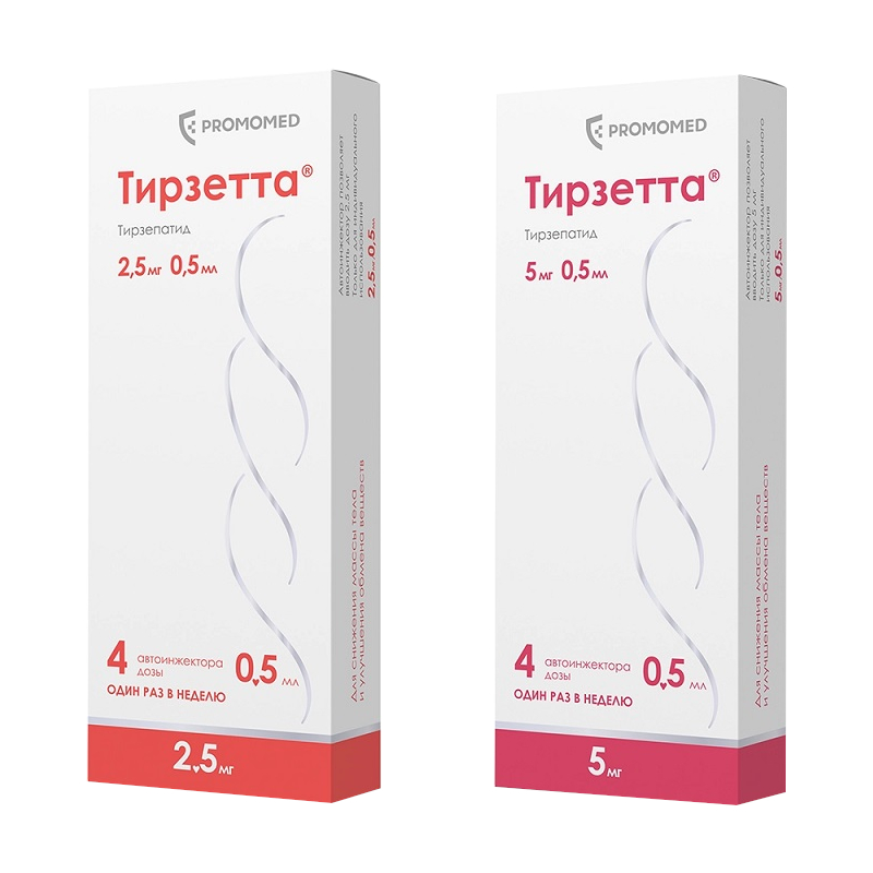Изображение товара Набор Тирзетта 2,5 мг и 5 мг для подкожных инъекций, 4 шт