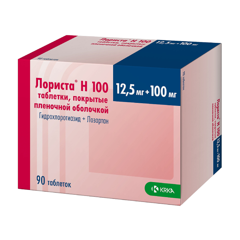 Изображение товара Лоретан Н 100/12,5 мг таблетки 90 шт для лечения гипертензии и сердечно-сосудистых заболеваний