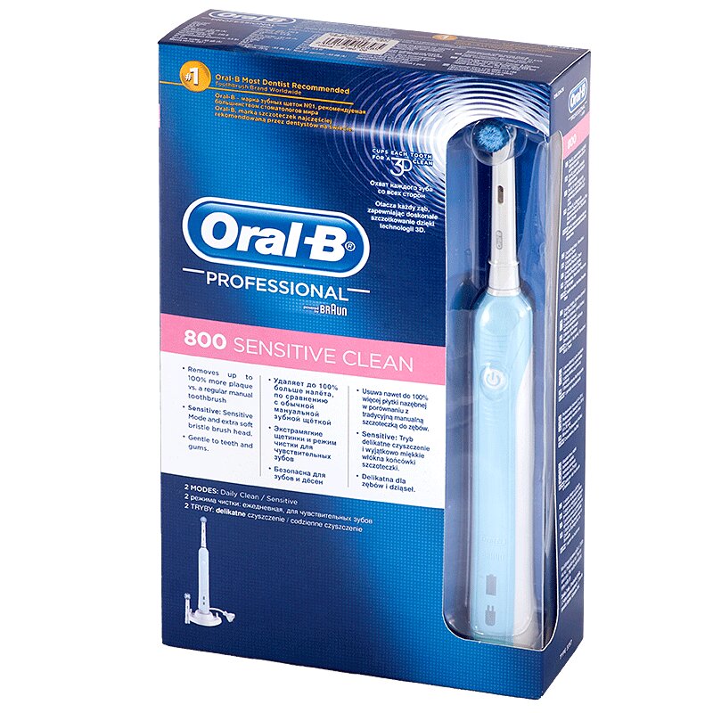 Oral-B Профешнл Кэа 800 D16 Сенситив Щетка зубная электрическая 1 шт mega ten детская электрическая зубная щетка kids sonic котенок