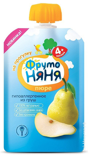 ФрутоНяня пюре Груша 90 г пауч пюре heinz natural фруктовое наливное яблочко с 4 месяцев 90 гр