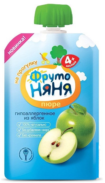 Изображение товара Детское пюре ФрутоНяня Яблоко 90 г - натуральный вкус и безопасность