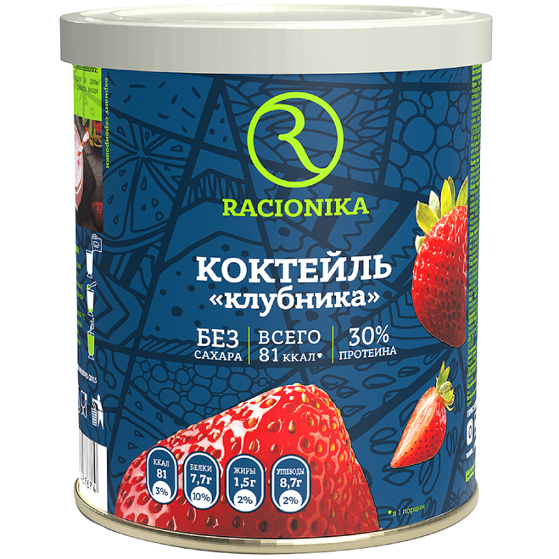 

Рационика Диет коктейль клубника 350 г банка