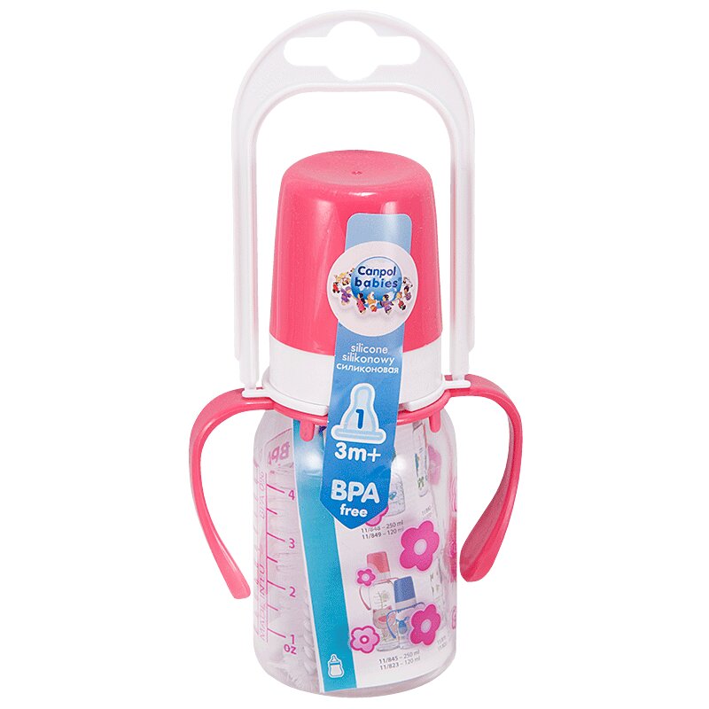 Канпол бутылочка пластиковая с ручками 120 мл lubby бутылочка для кормления с соской молочной широким горлом с рождения