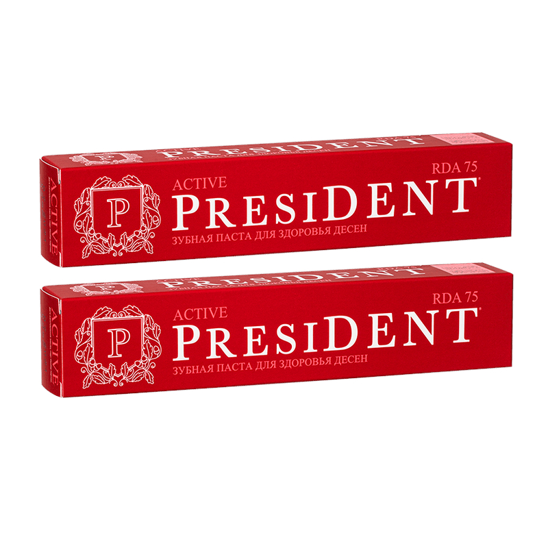 Изображение товара PresiDENT Active: Набор зубных паст 2x75 г - крепкая защита эмали