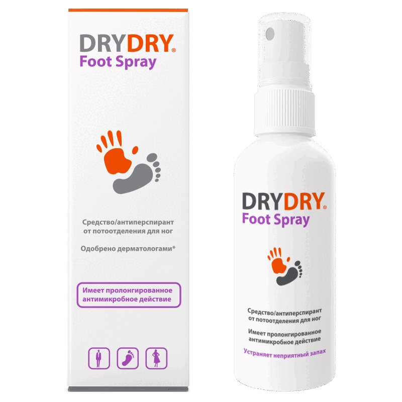 Dry Dry Фут спрей для ног от потоотделения 100 мл минеральный дезодорант спрей без запаха herbera unscented mineral spray deodorant