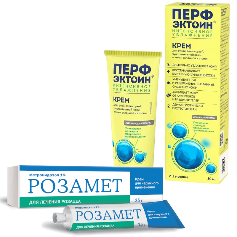 Изображение товара Розамет 1% крем 25 г + Перфэктоин Интенсивное увлажнение крем 50 мл