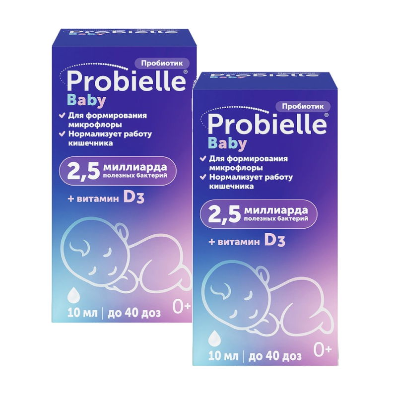 Изображение товара Набор Probielle Baby пробиотики и витамин D3 капли для малышей 10 мл Польша