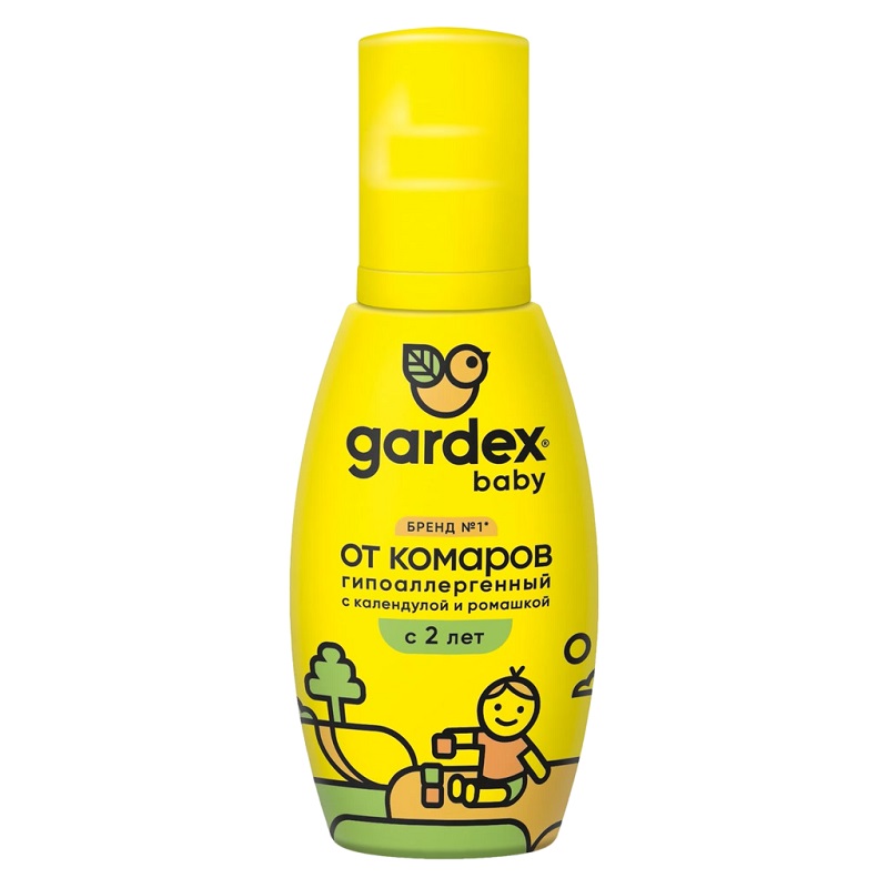 

Gardex baby Спрей от комаров гипоаллергенный с календулой и ромашкой для детей с 2 лет 100 мл