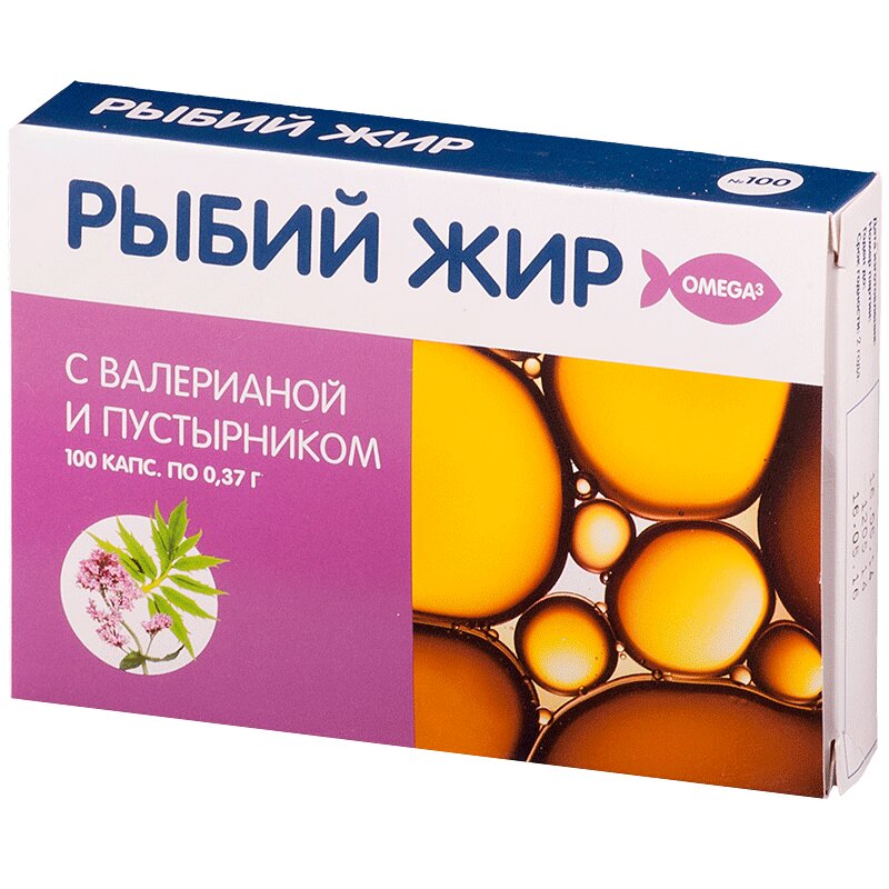 Изображение товара PL Рыбий жир с экстрактом валерьяны и пустырника 100 капсул Биологическая добавка
