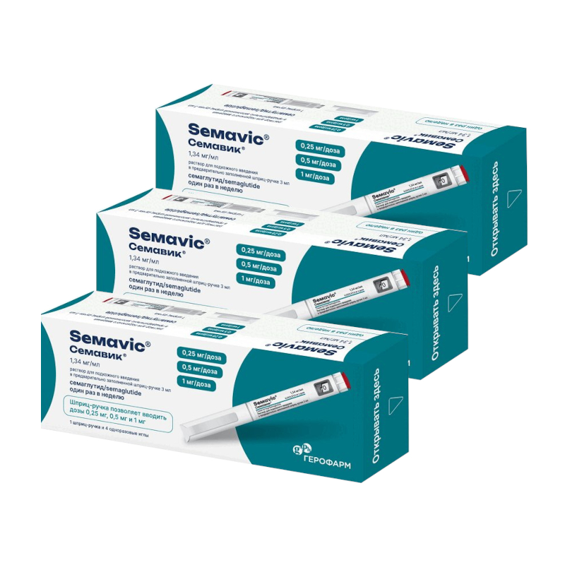 Изображение товара Набор 3Х Семавик 0,25/0,5/1 мг/доза раствор для подкожного введения шприц-ручка 3 мл