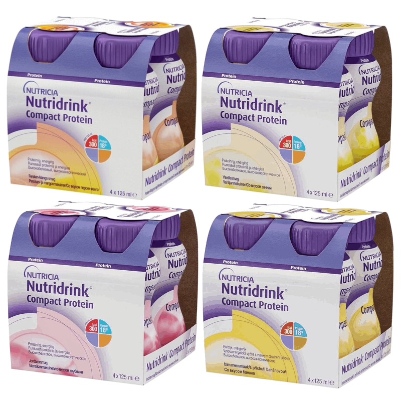 Изображение товара Набор Нутридринк Компакт Протеин Персик-Манго Ваниль Клубника Банан 16 шт для здоровья