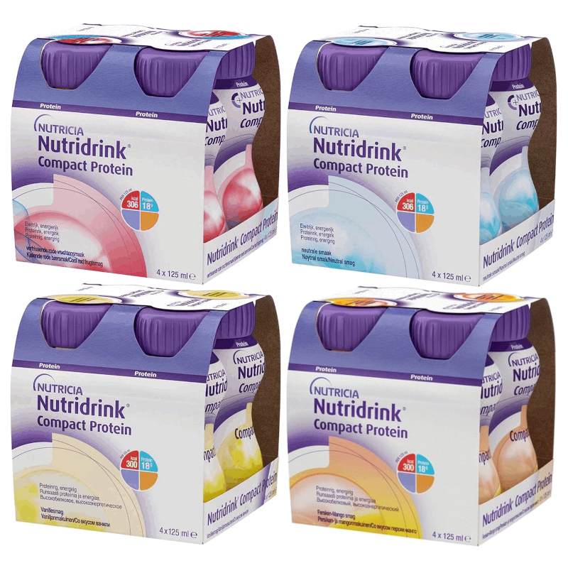 Изображение товара Набор Нутридринк Компакт Протеин Лечебное питание Вкус Фрукты-Ягоды Ваниль Персик-Манго 16 шт